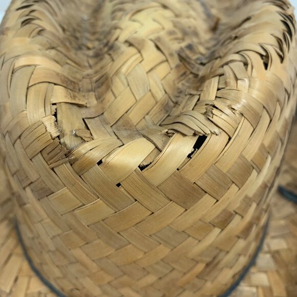 Straw Diamond Crown Cowboy/Cowgirl Western Farm Hat Made In Mexico Unisex FLAW - Picture 7 of 9